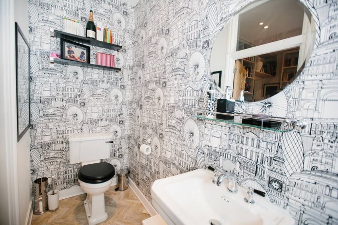 Black and white toilet