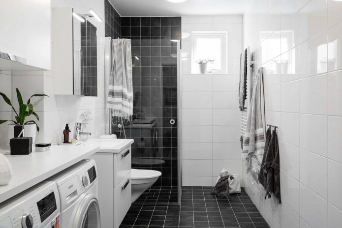 Square black and rectangular white tiles