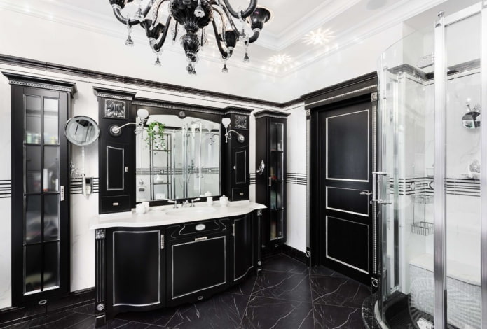 Figured black furniture on a white background