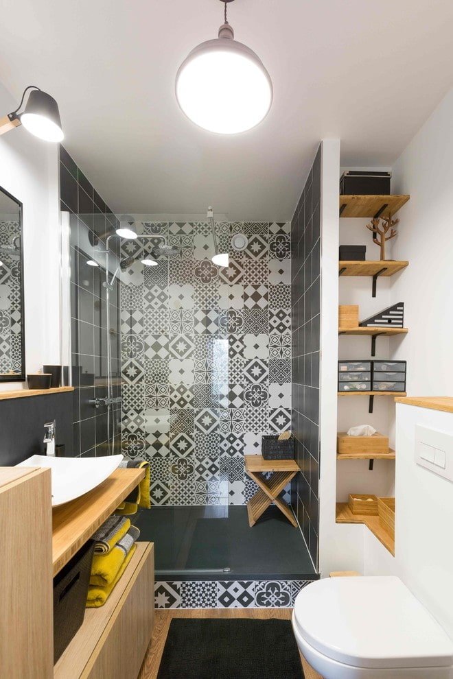 wooden furniture in the bathroom