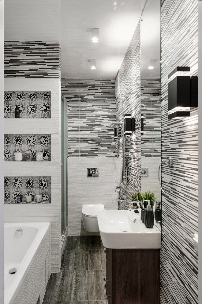 wooden vanity unit in the bathroom