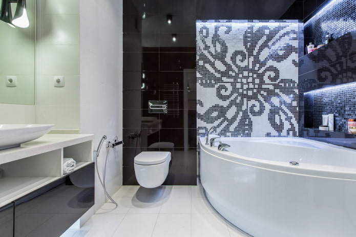 mosaic panel in the bathroom