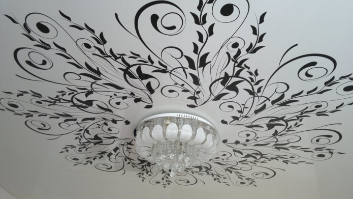 white ceiling with a black pattern