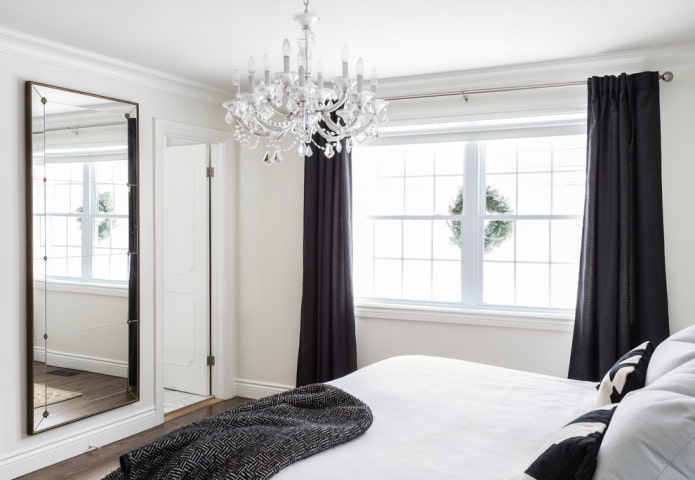 Dark curtains with a drawstring