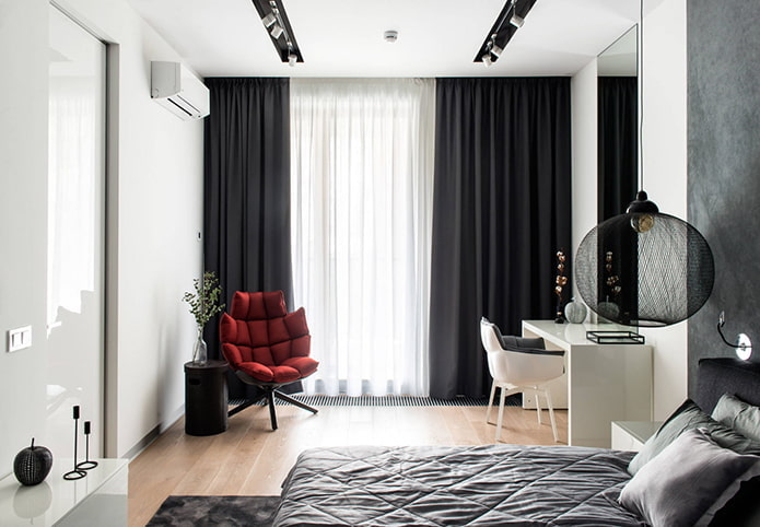 Black blackout in the bedroom