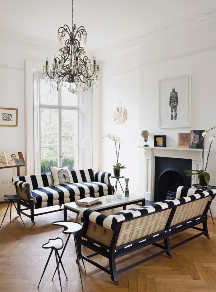 striped sofa