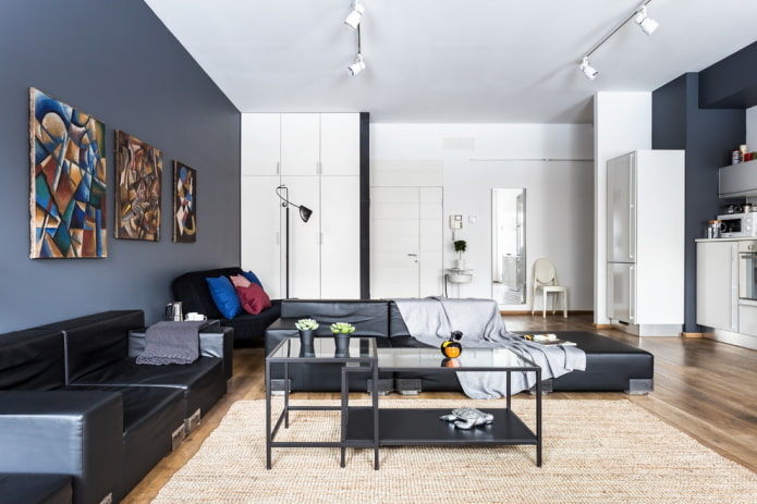 Two black sofas