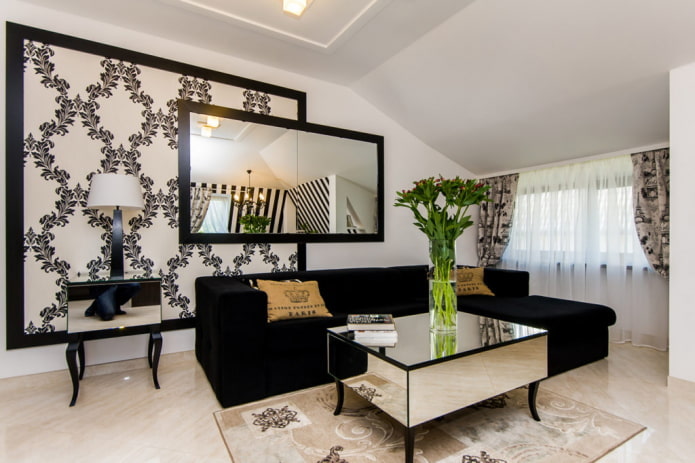 sofa and wallpaper