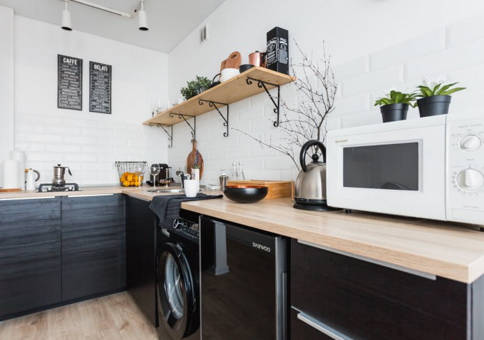 Black set in the kitchen in Scandinavian style
