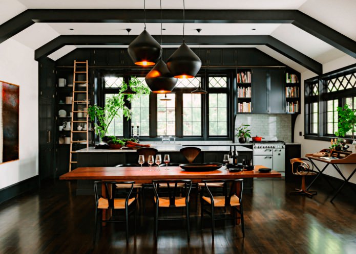 beautiful black kitchen set