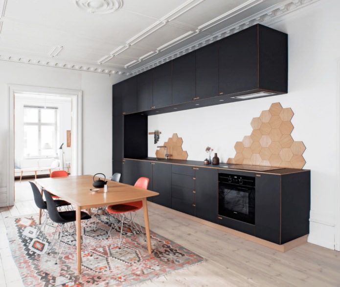 black matte kitchen set in the kitchen interior