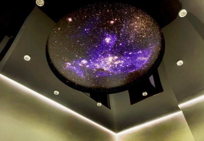 black stretch fabric with image of galaxy