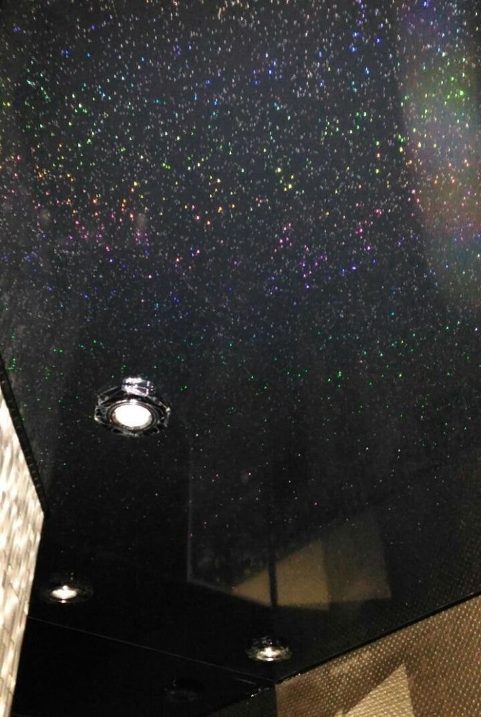 black stretch fabric with glitter