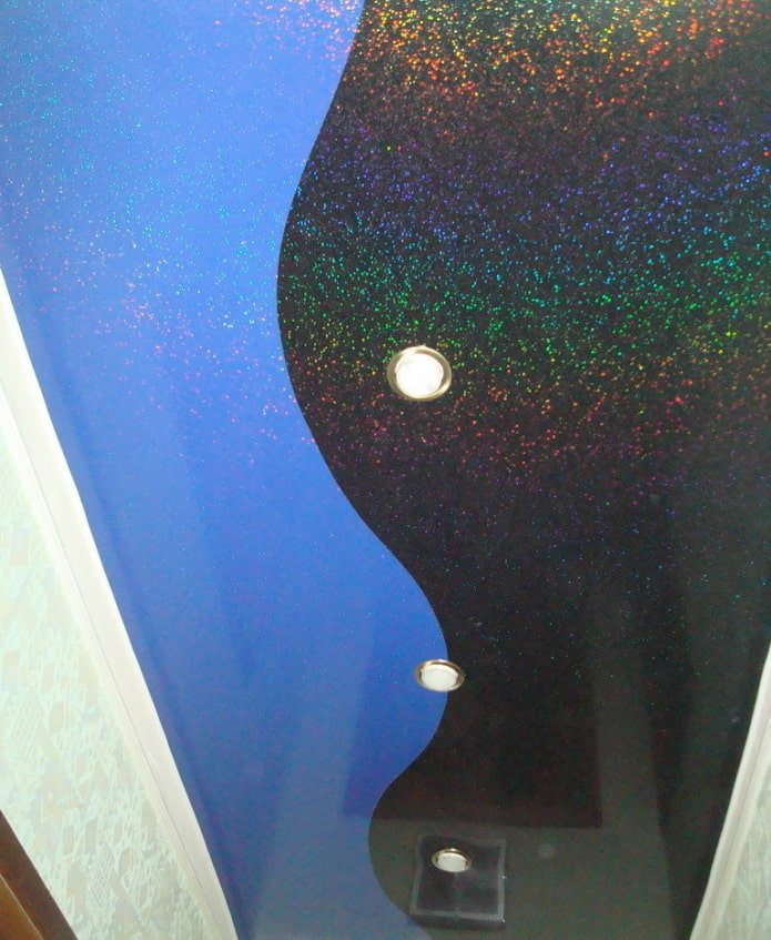black and blue stretch fabric with glitter
