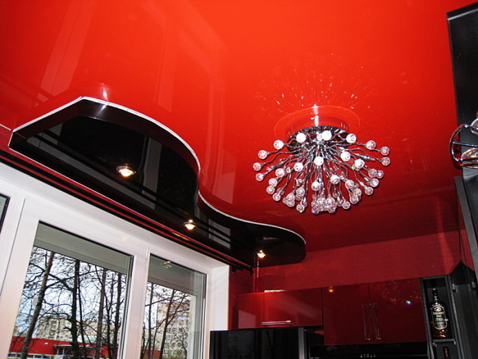 red and black stretch ceiling
