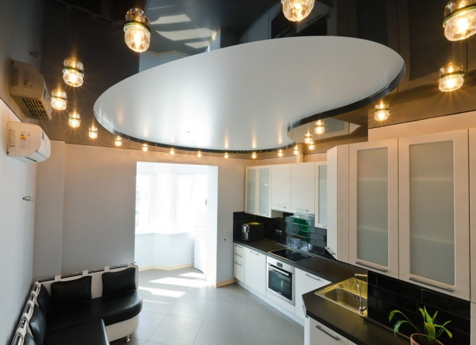 black and white stretch ceiling in the interior
