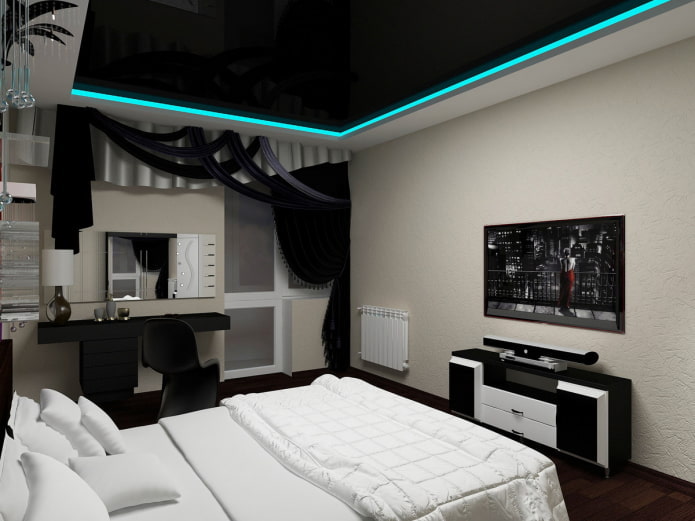 black stretch ceiling with backlight