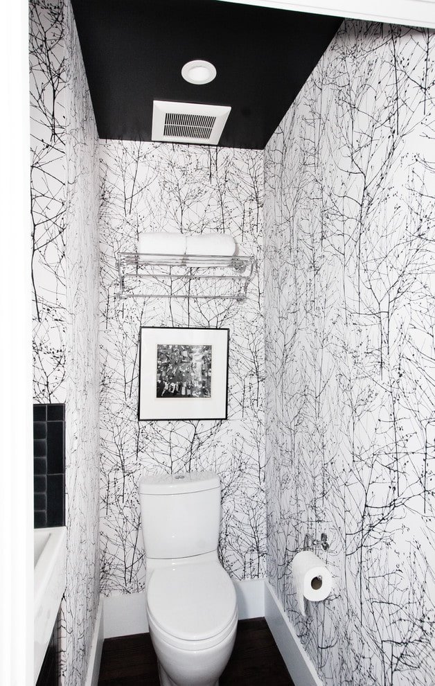 black ceiling in the bathroom