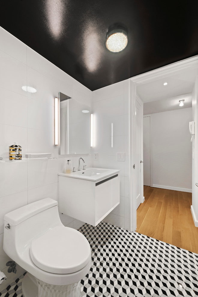 black ceiling in the bathroom