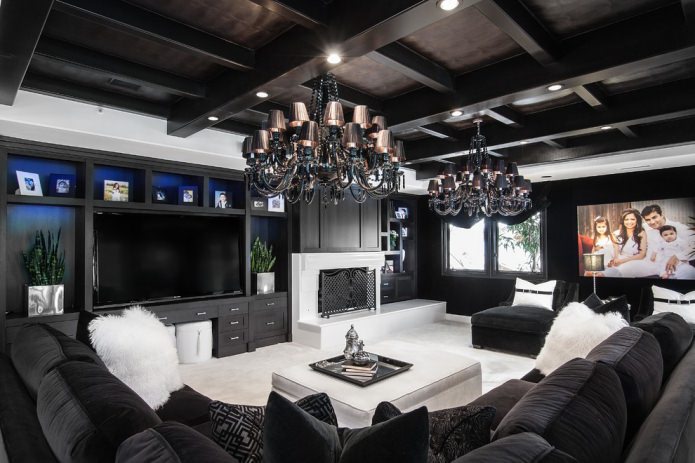 White floor and black ceiling