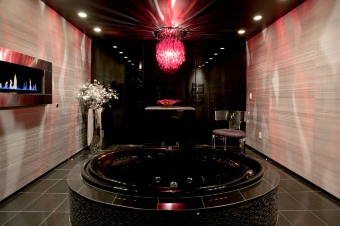 Black and red ceiling