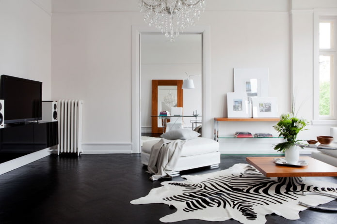 black floor in the living room