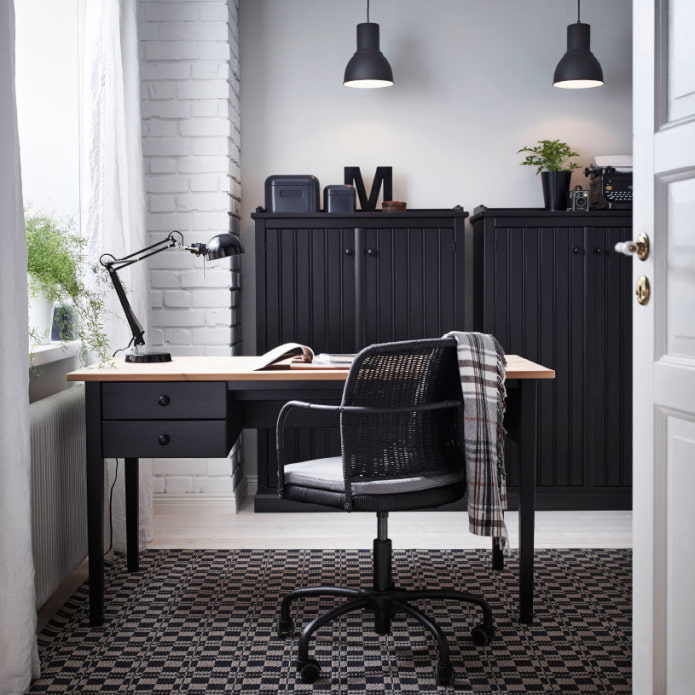 black cabinets in the interior