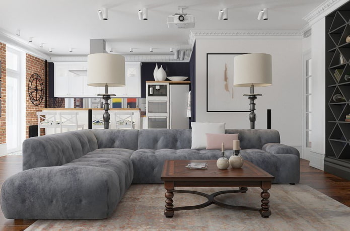 living room combined with kitchen