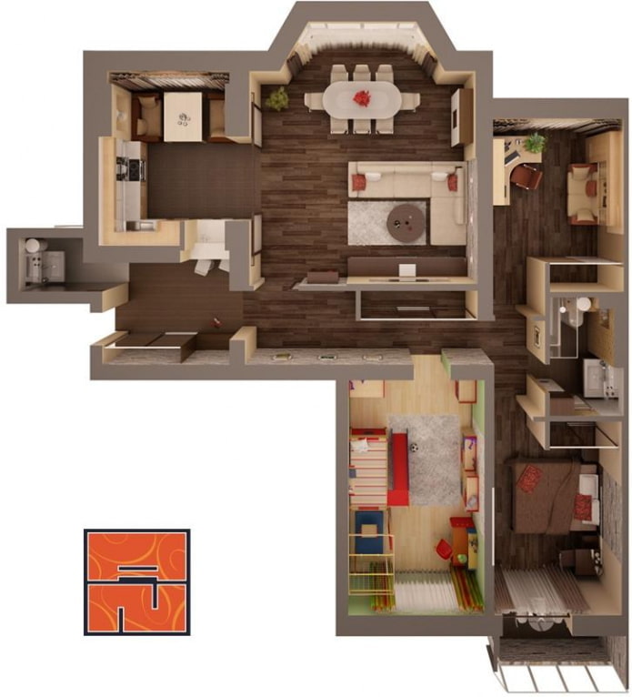 4-room apartment layout