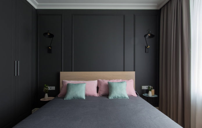 Moldings in a dark bedroom