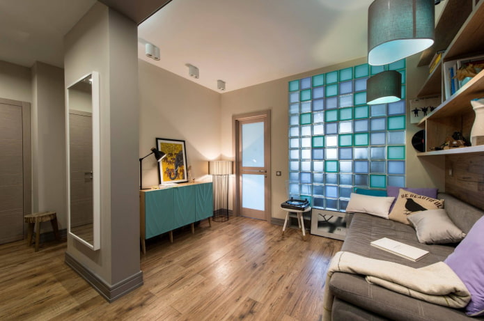glass block wall in the interior