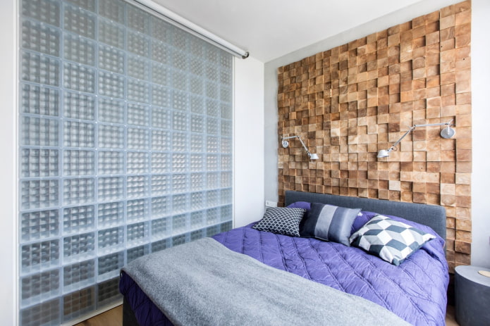 glass block wall in the bedroom