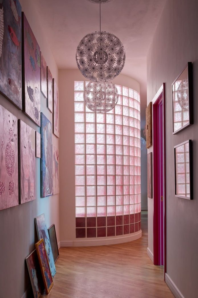round wall made of glass blocks
