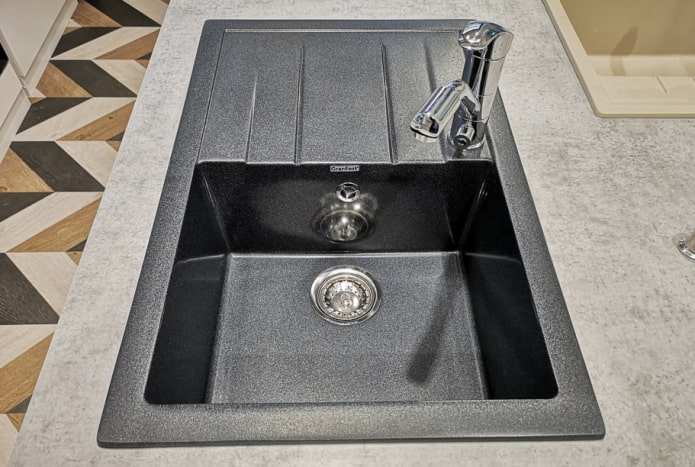 graphite-colored sink