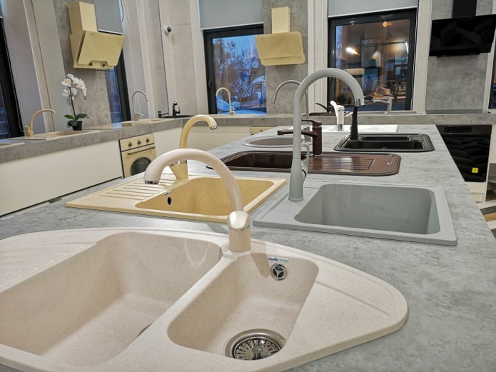 a selection of sinks of various colors
