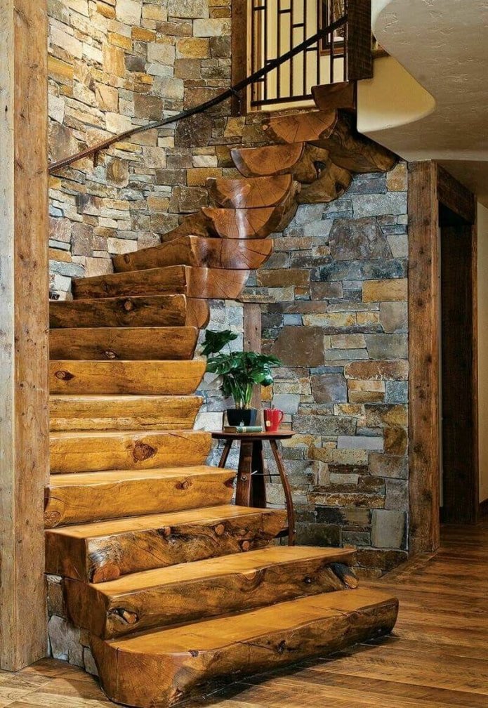 stairs made of logs