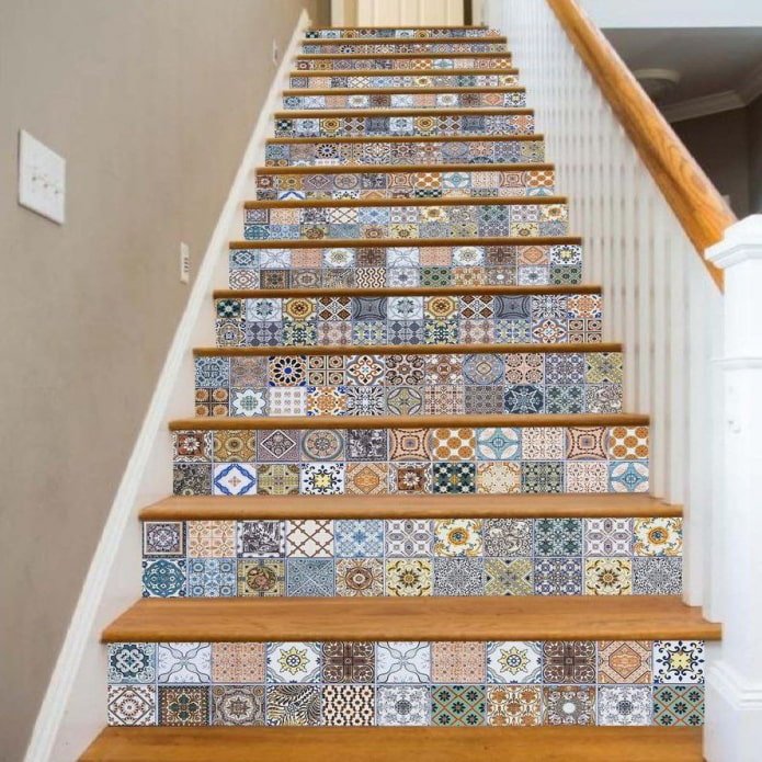 bright tiles on risers