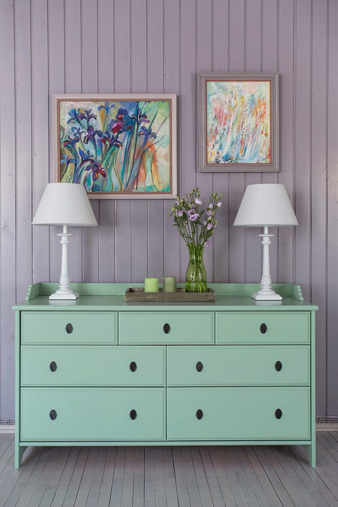 lilac paneling in the interior