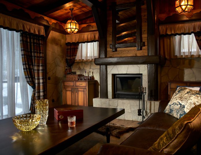interior with a closed fireplace