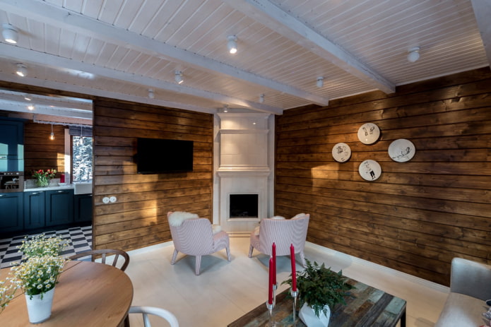 fireplace in a country house interior