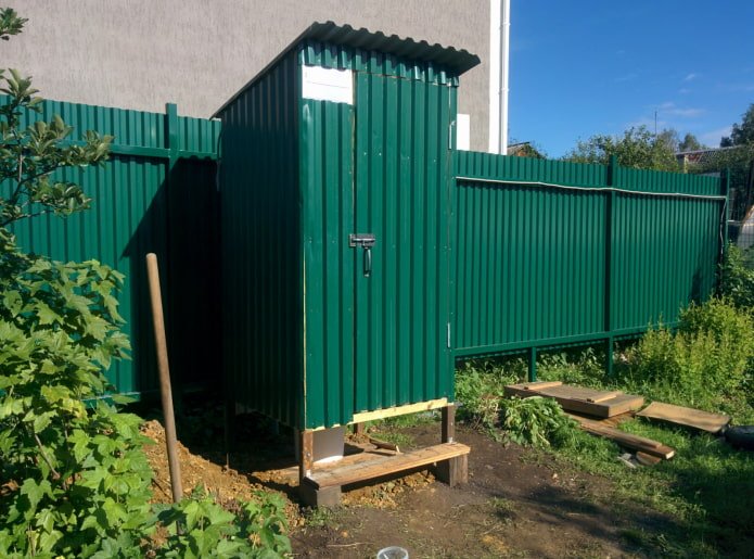 green corrugated sheet toilet