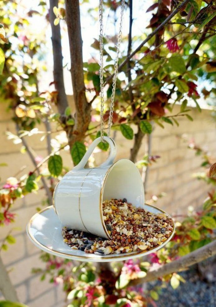 Cup and saucer on a tree