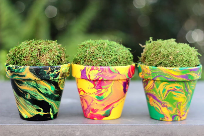 an example of marbling in bright colors