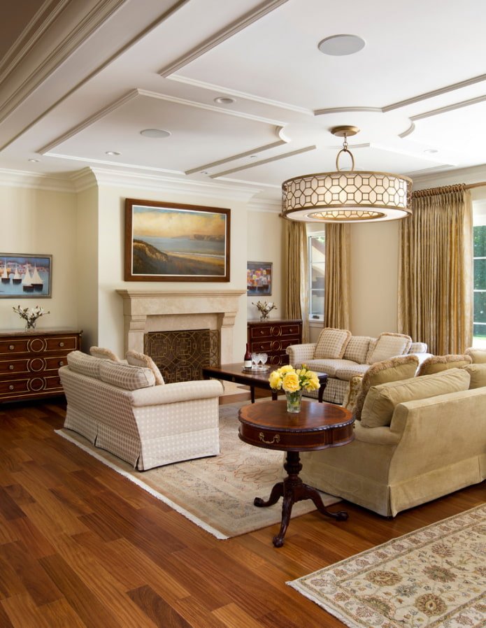 ceiling moldings in the living room