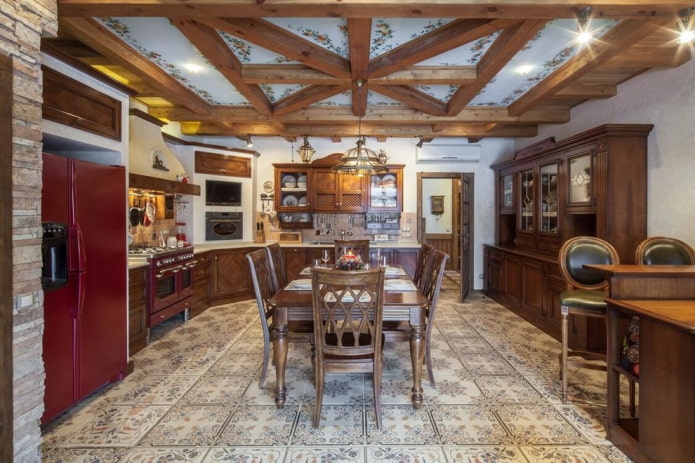 wooden beams on the ceiling