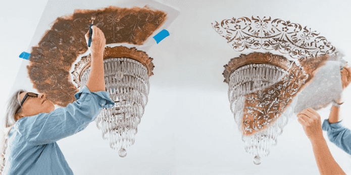 ceiling decor with a stencil