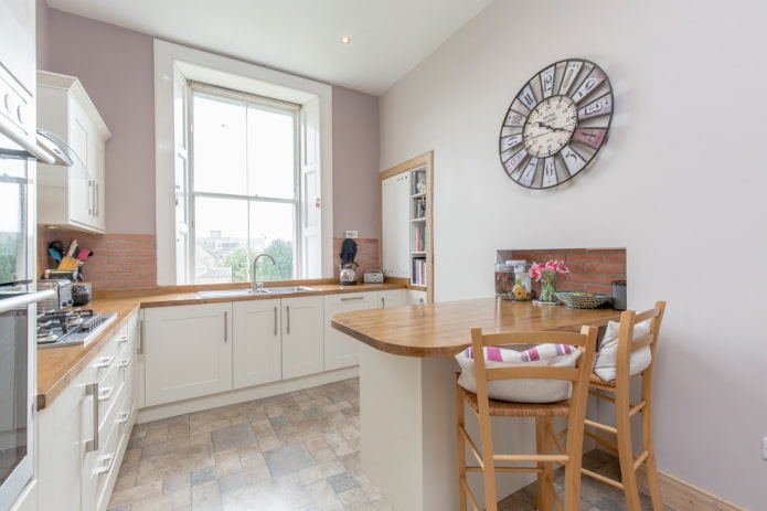 clock on the wall in the kitchen interior