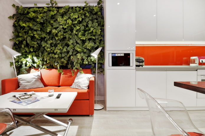 living wall in the kitchen interior