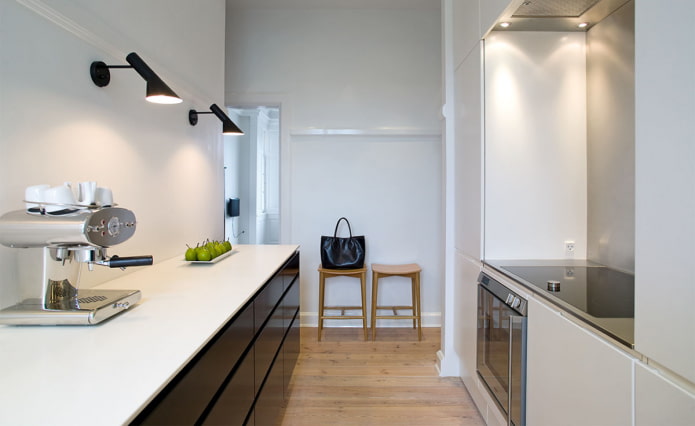 lamps on the wall in the kitchen interior