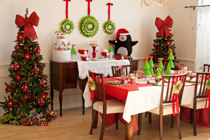 New Year's decor in the kitchen interior
